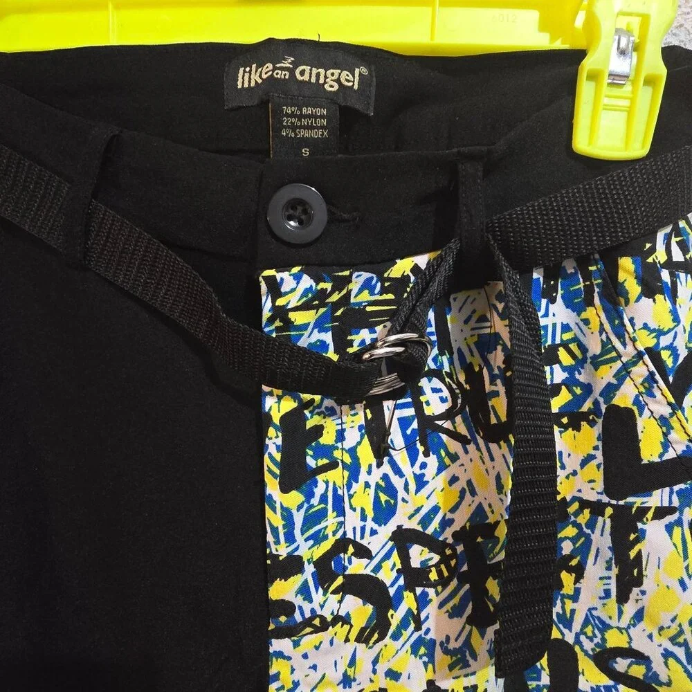 Vintage hip hop Half-Black & Abstract Print Joggers  Size S  Like An Angel  Rayo